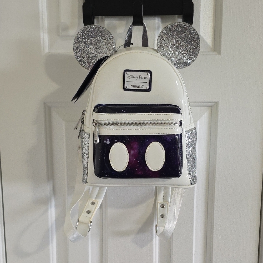 Disney Silver and White Mickey Mouse Backpack